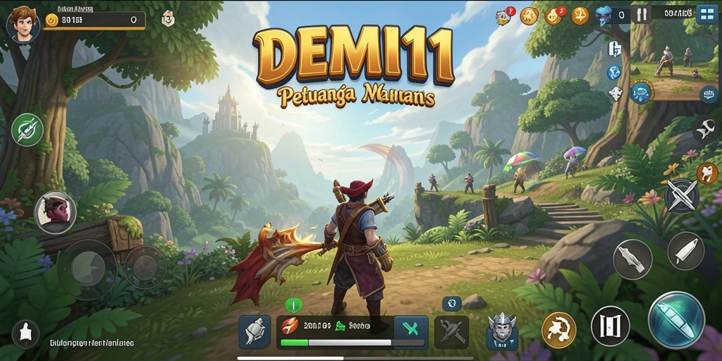 Tangkapan layar dari gameplay menarik DEMI11 dengan karakter menjelajahi dunia petualangan.