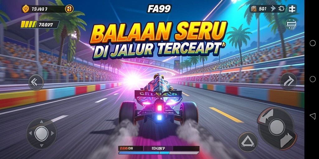 Tampilan gameplay <strong>FA99</strong> yang seru dan mendebarkan di lintasan balap.