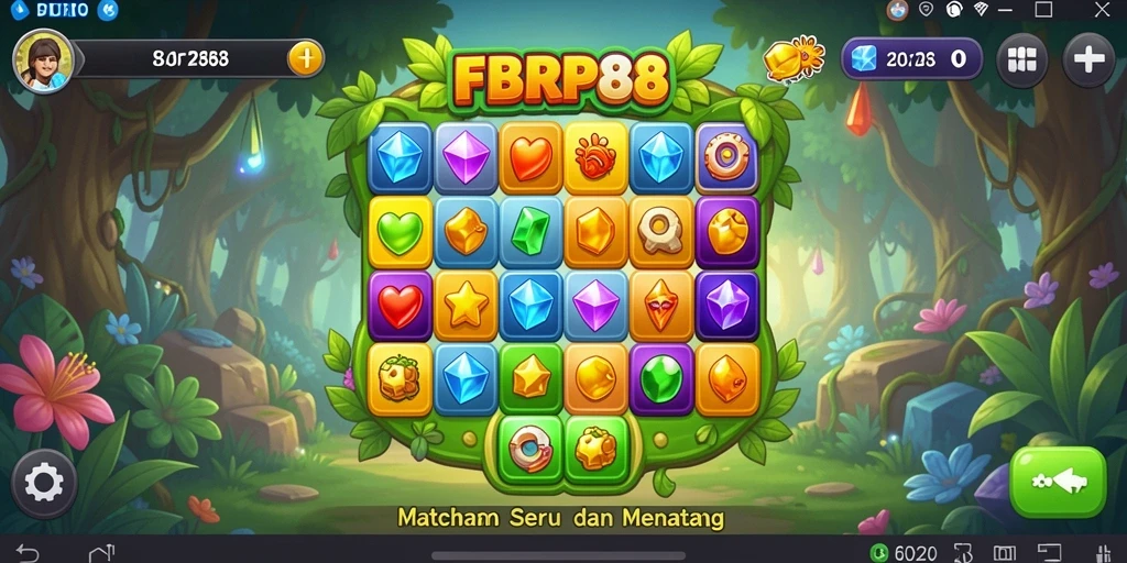 Tampilan menarik dari gameplay FBRP88 saat mencocokkan permata.