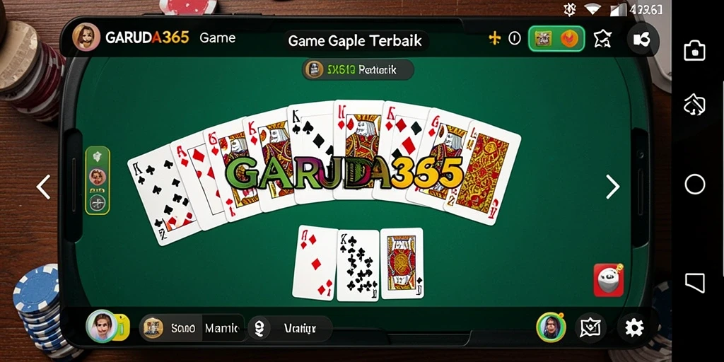 Tampilan gameplay seru di GARUDA365 dengan kartu Gaple.