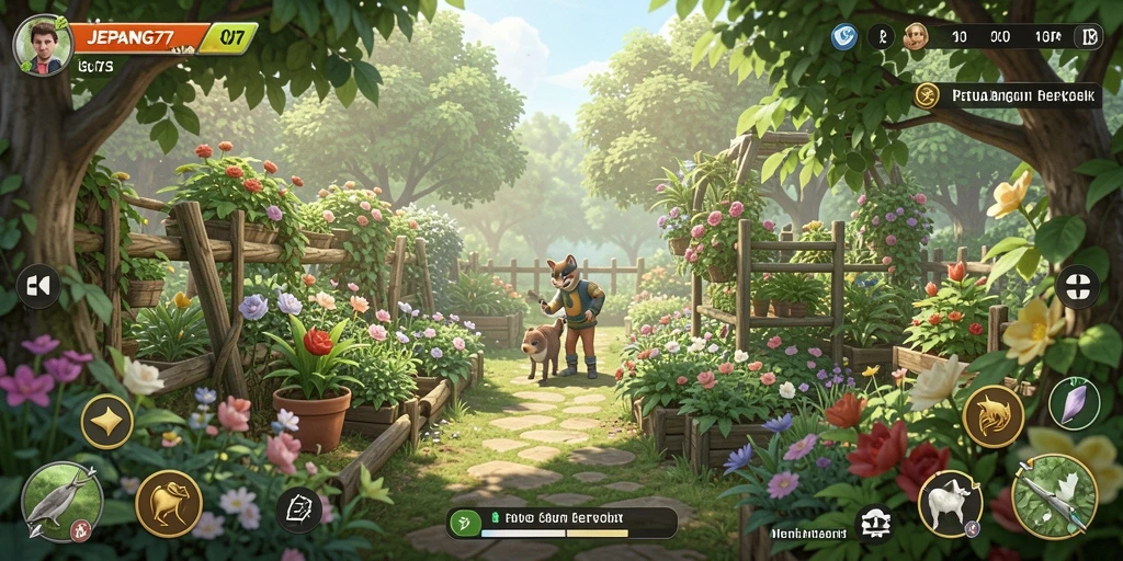 Tangkapan layar utama dari gameplay <strong>JEPANG77</strong> yang menunjukkan keseruan bertani.