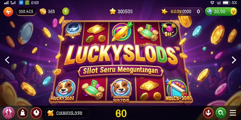 Tampilan gameplay LUCKYSLOTS yang penuh warna dan menarik.