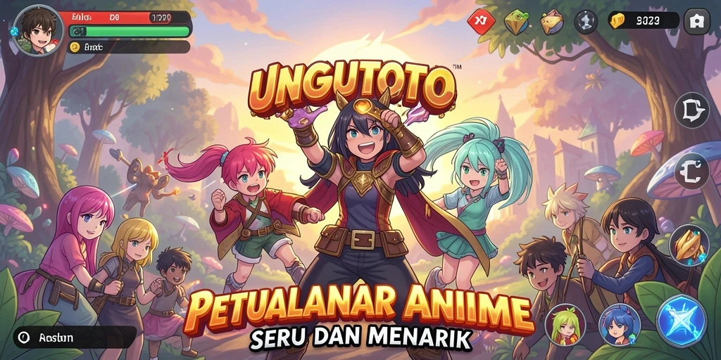 Tampilan gameplay UNGUTOTO yang menakjubkan dengan karakter anime.